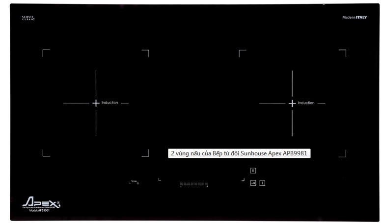 Bếp Từ Đôi Sunhouse Apex APB9981, Chuẩn Thiết Kế Ý Sang Trọng,Hiện Đại